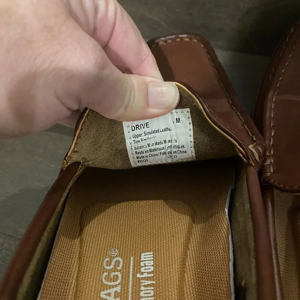 Deer Stags Loafer‎ Men 8 M Cognac Brown Slip On Memory Foam Faux Leather Comfort